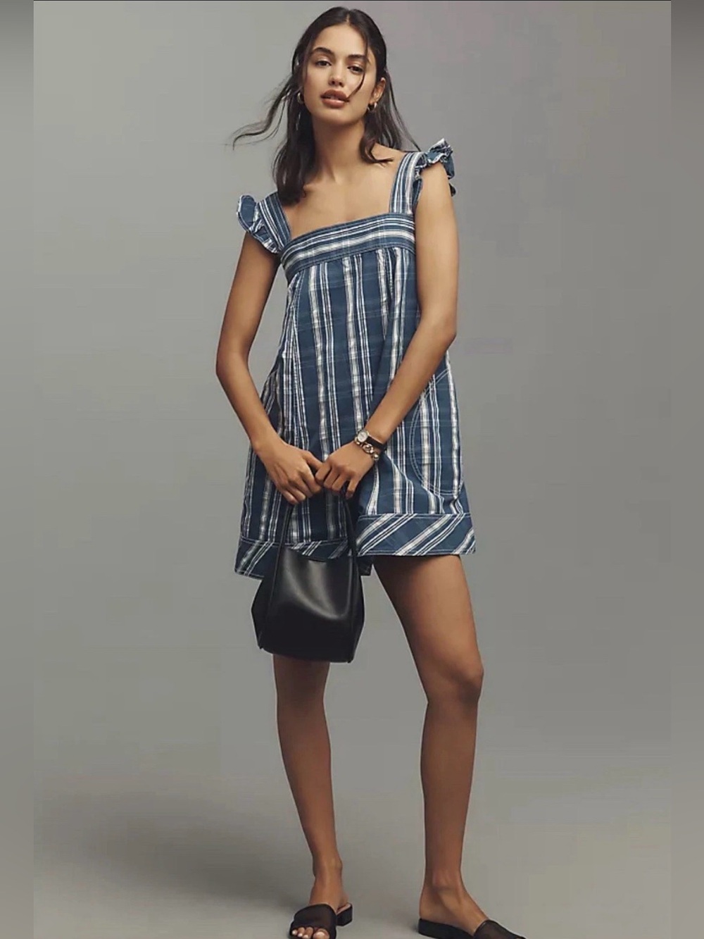 Anthropologie Pilcro Womens Blue Sleeveless Lakeside Pockets Mini Dress Medium